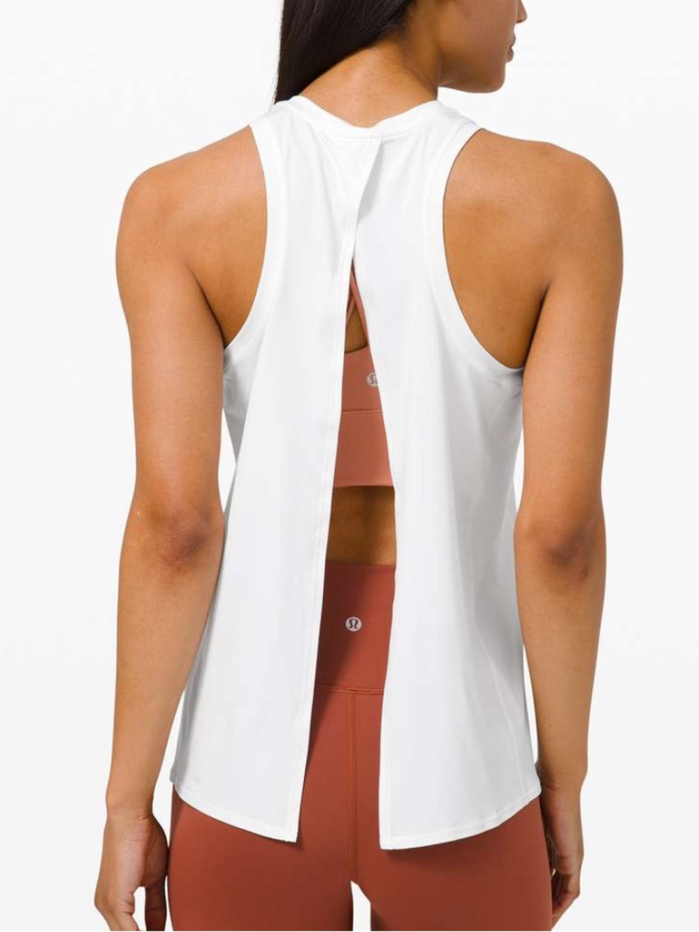 LULULEMON ALL TIED UP TANK SPLIT TOP TRAINING TOP WHITE M/L